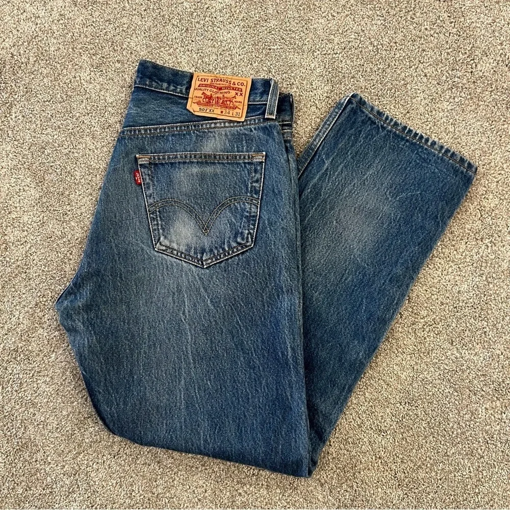 Levi Levi’s Men 34x31 Blue Denim Jeans 501 XX VTG Vintage Cotton Button Pants,